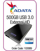Adata 500GB USB3.0 External Hard Disk Drive. The latest storage interface brought to you by Adata.