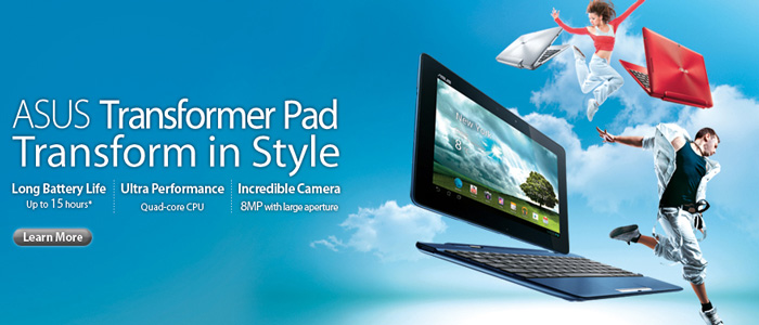 KSN have stock of the complete Asus tablet pc range including Infinity, Prime and TF101, TF201 and the all new TF700 series tablets. Andriod and windows driven options avaliable. With or without the keyboard Dock.