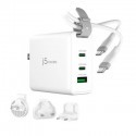 J5Create 65W GaN USB-C 3-Port Traveler Charger with Changeable AC plugs and