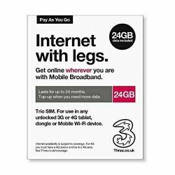 3 Three 24GB 5G / 4G Mobile Broadband Data Sim Card Pay As you Go Preloaded